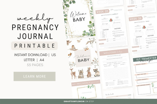 WEEKLY PREGNANCY JOURNAL PRINTABLE | Digital Pregnancy Planner